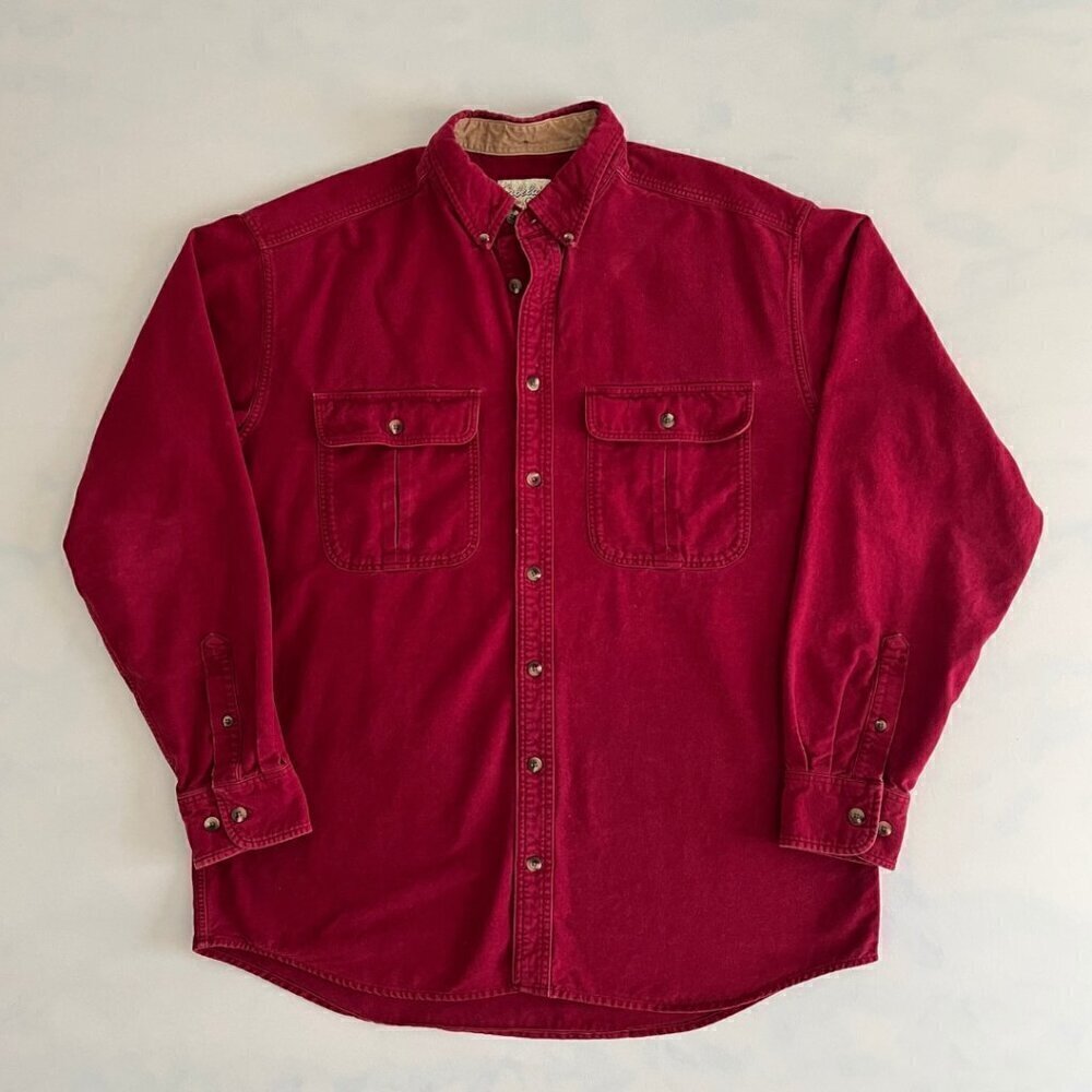 Cabela's 100% Cotton Casual Red Deerskin Soft Chamois Hunting Button Down Shirt